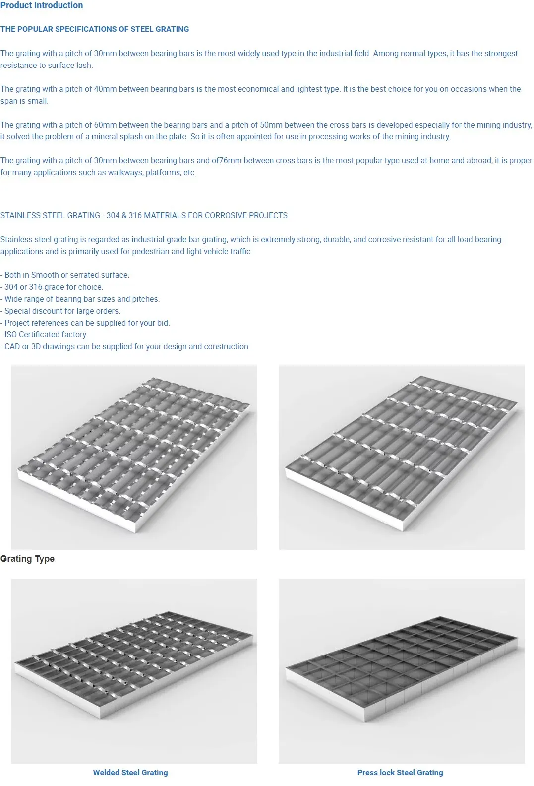 Zhongtai Galvanized Heavy Duty 120*8mm Bearing Bar Steel Grating for Platform