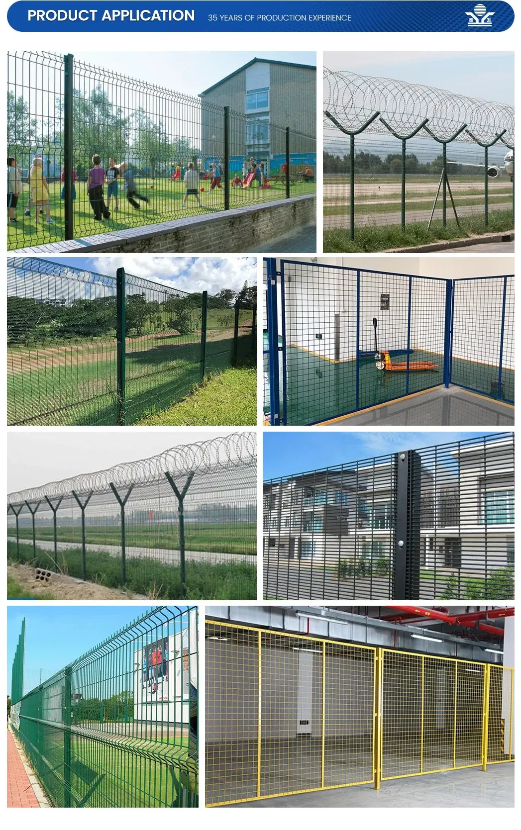 Zhongtai High Security Galavnized /PVC Coated 358 Wire Mesh Fence