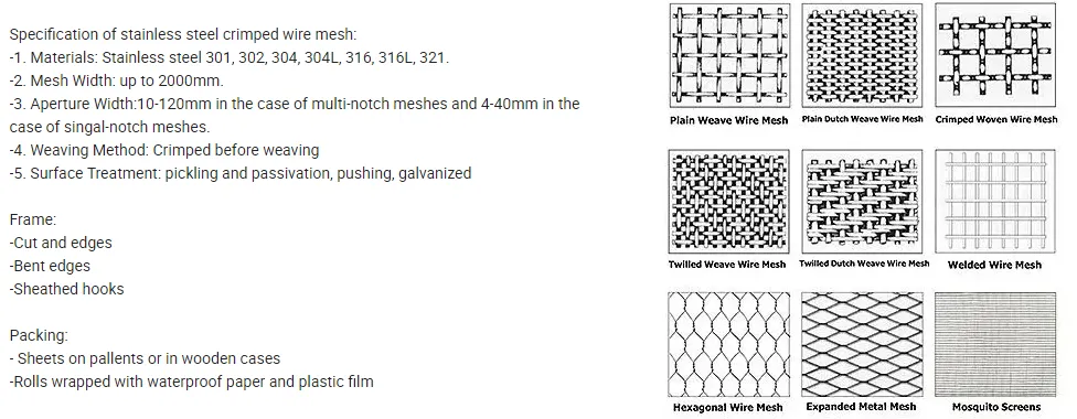 Factory Price Stainless Steel Crimped Wire Mesh Woven Wire Mesh for Mining
