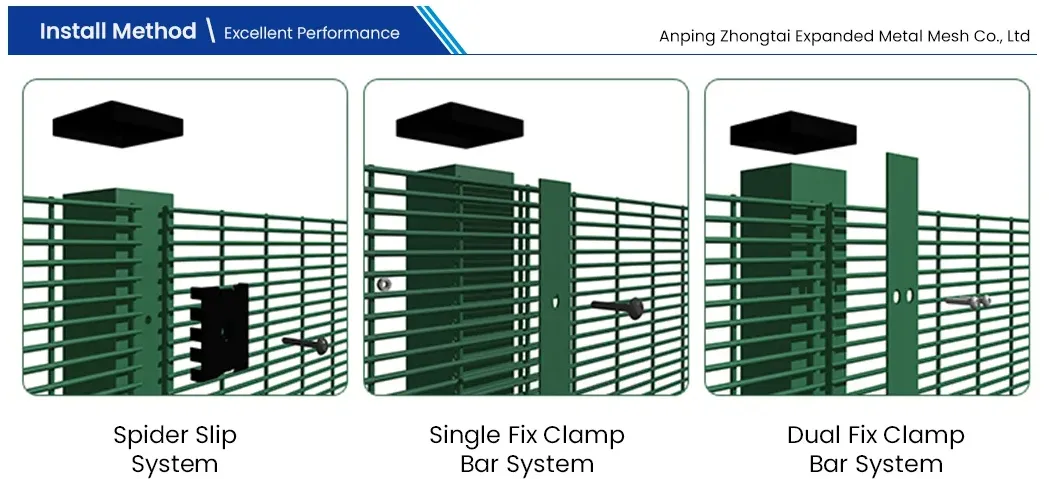 Zhongtai 358 Anti Climb Security Fence Powder Coated Welded Wire Mesh Fence
