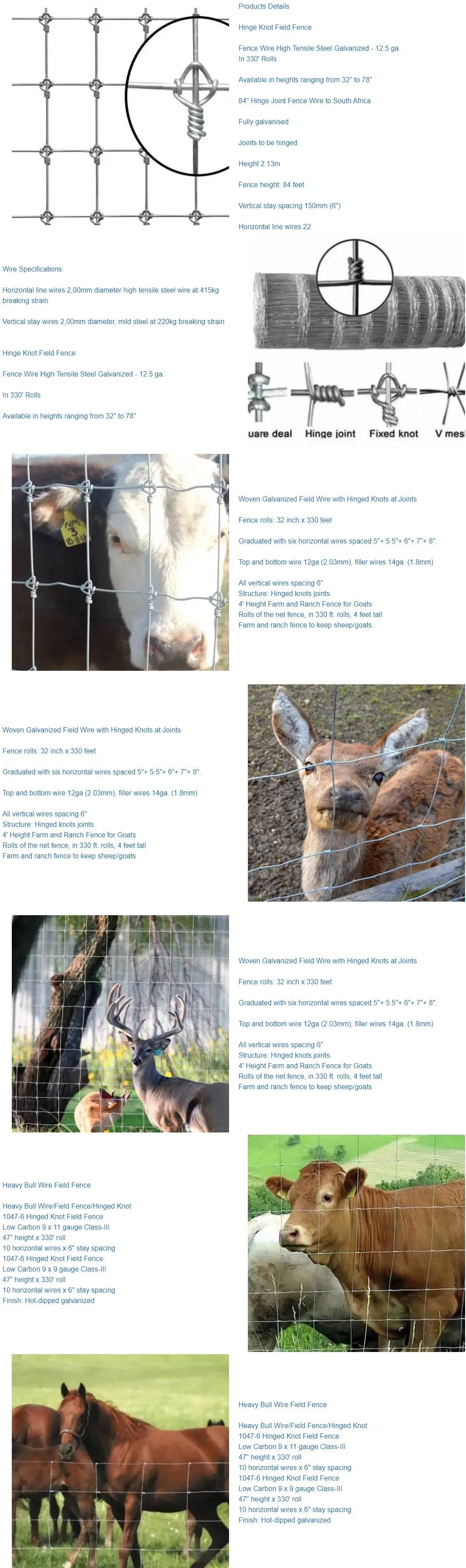 Zhongtai Good Quality Customized Cow Wire Mesh Knot Wire Mesh