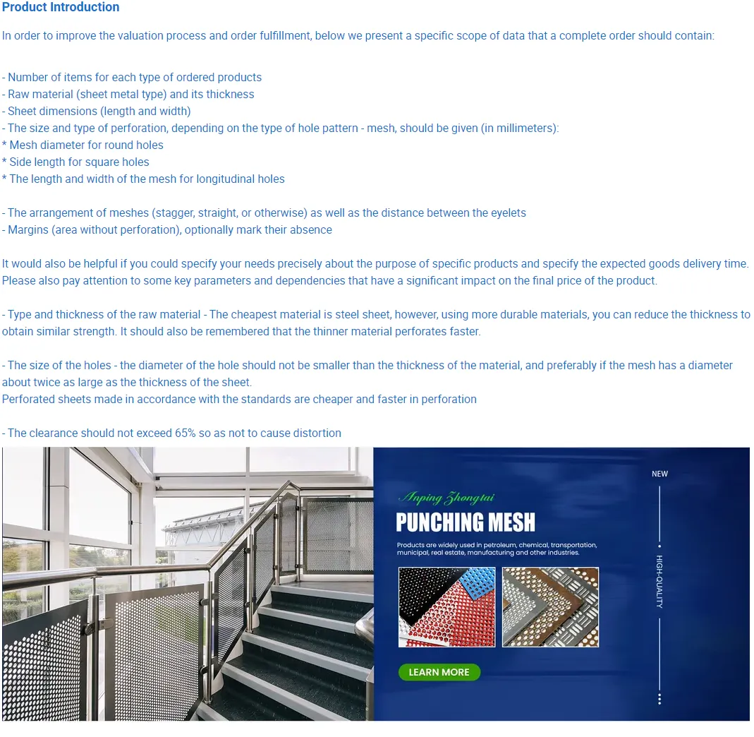 Zhongtai Perforated Metal Panel Perforated Metal Ceiling Panels Decorative Sheet Metal Doors Panels