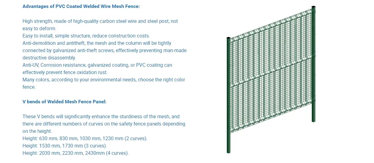 Zhongtai PVC/ Powder Coated Double Edged Steel Iron 3D Welded Wire Mesh Fence