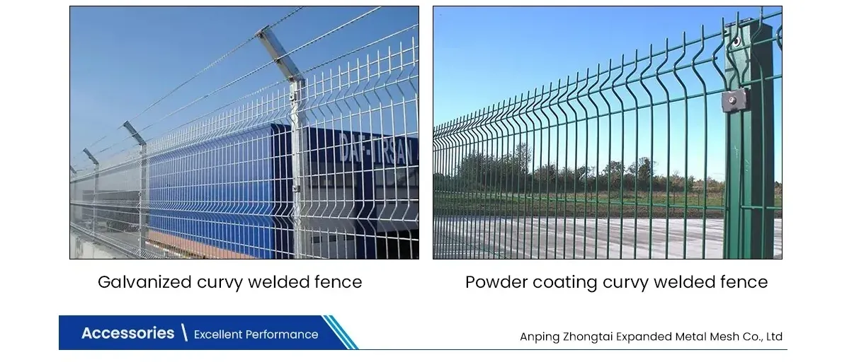 Zhongtai PVC/ Powder Coated Double Edged Steel Iron 3D Welded Wire Mesh Fence