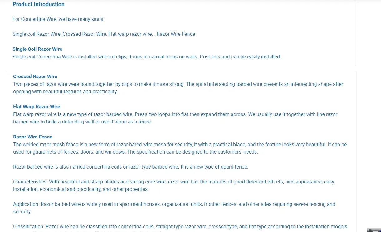 Stainless Steel Razor Barbed mesh Wire China Suppliers 5m 10m 15 - 20m Length Barbed Mesh Wire Razor Wire Used for Anti Climb Security Fencing