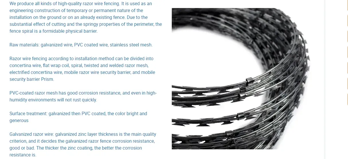 Stainless Steel Razor Barbed mesh Wire China Suppliers 5m 10m 15 - 20m Length Barbed Mesh Wire Razor Wire Used for Anti Climb Security Fencing