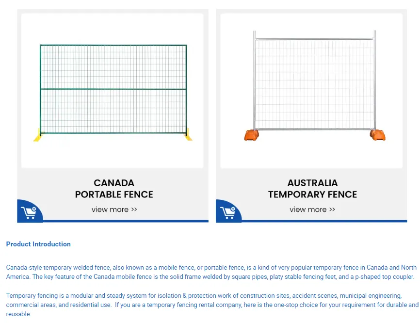 Zhongtai Galvanized Temporary Fence Panels 30 X 30 X 150 mm Exterior Square Steel Rod/Pipe Canada Temporary 6 Foot Fence