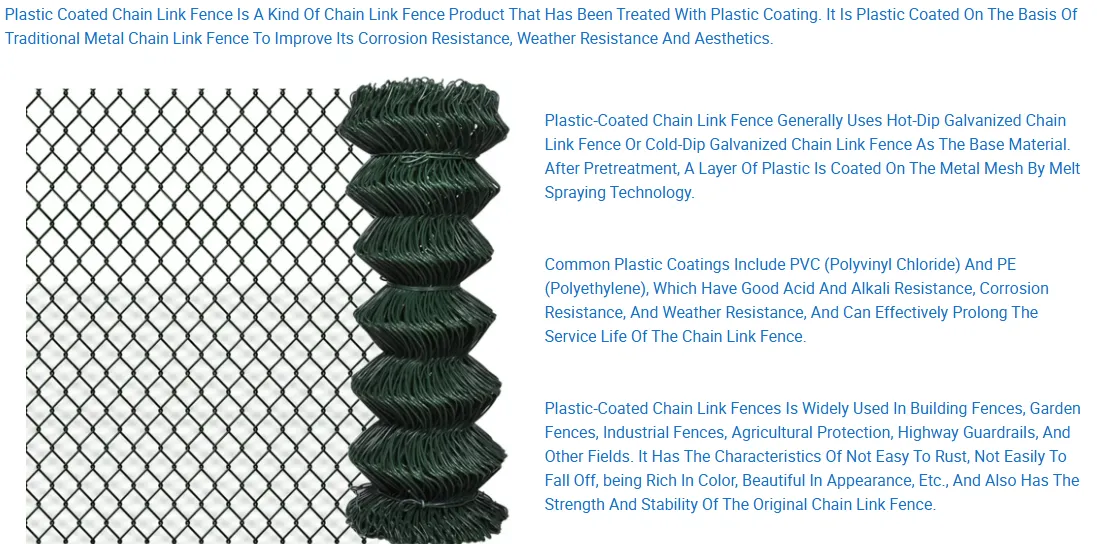 Zhongtai PVC Coated Chain Link Mesh Fence Mesh Size Customized