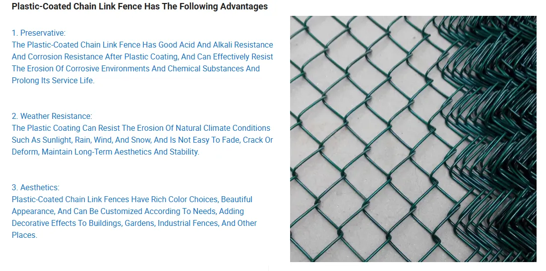 Zhongtai PVC Coated Chain Link Mesh Fence Mesh Size Customized