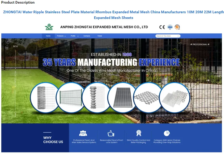 Zhongtai   Rhombus Expanded Metal Mesh China Manufacturers 10m 20m 22m Length Expanded Mesh Sheets