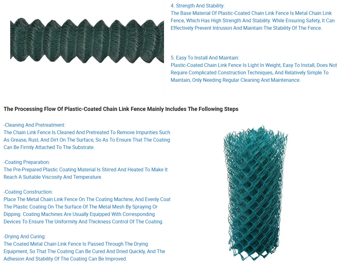 Zhongtai PVC Coated Chain Link Mesh Fence Mesh Size Customized