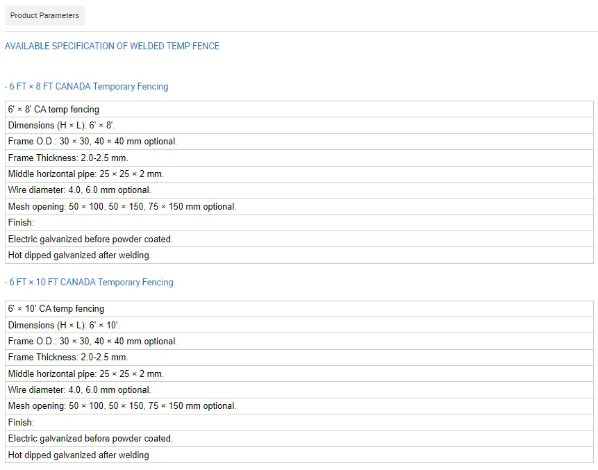 Zhongtai Galvanized Temporary Fence Panels 30 X 30 X 150 mm Exterior Square Steel Rod/Pipe Canada Temporary 6 Foot Fence