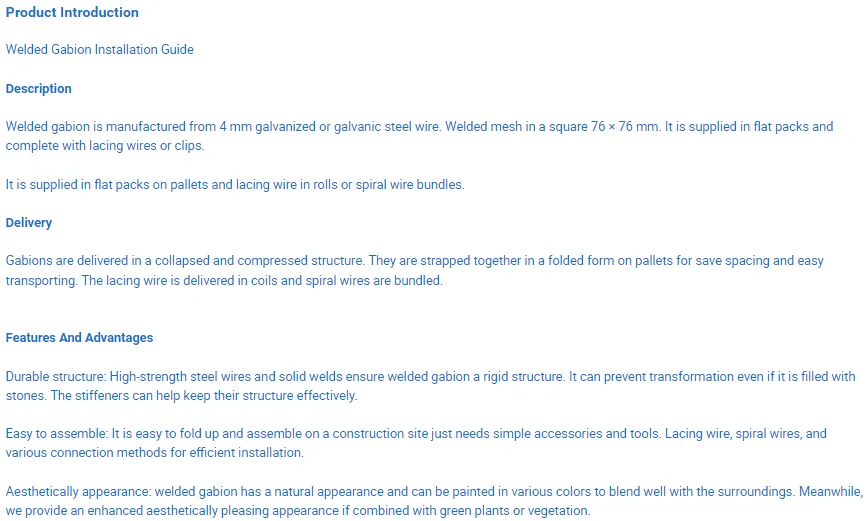 Zhongtai  PVC Coated Gabion Mesh Basket