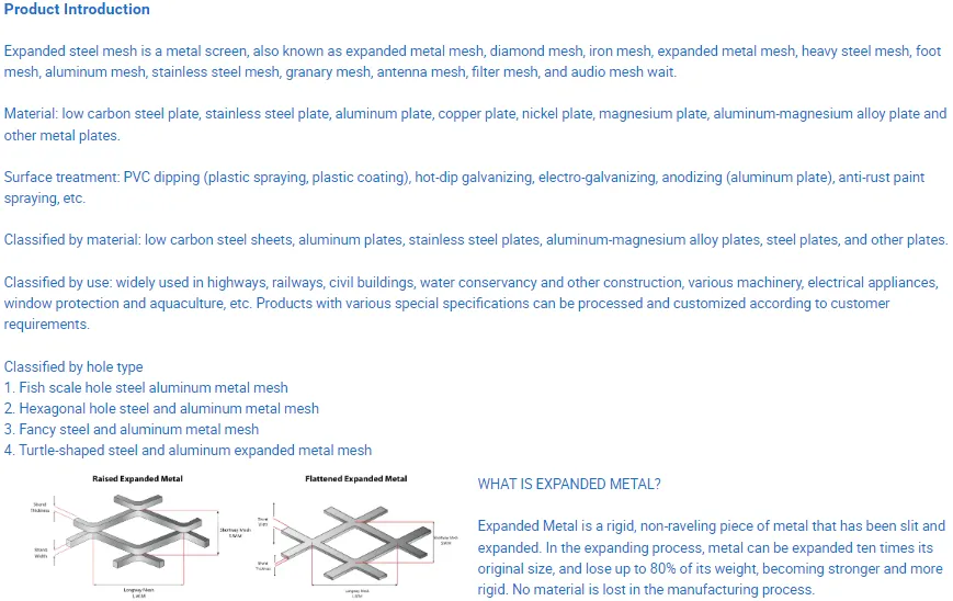 Zhongtai Stainless Steel Plate Medium Thickness Plate Material Expanded Metal Square Mesh China Suppliers 0.5mm 0.6mm 0.8mm Thickness Corten Expanded Metal