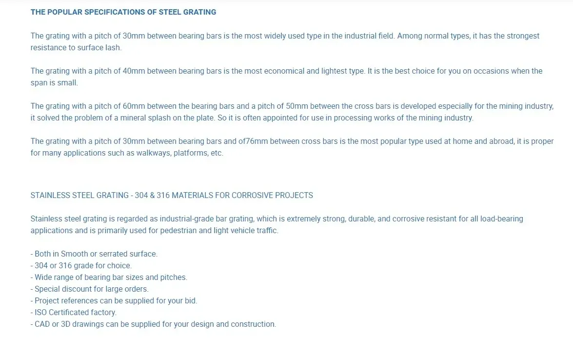 Heavy Duty Stainless Steel Grating for Sturdy Inspection Stairs