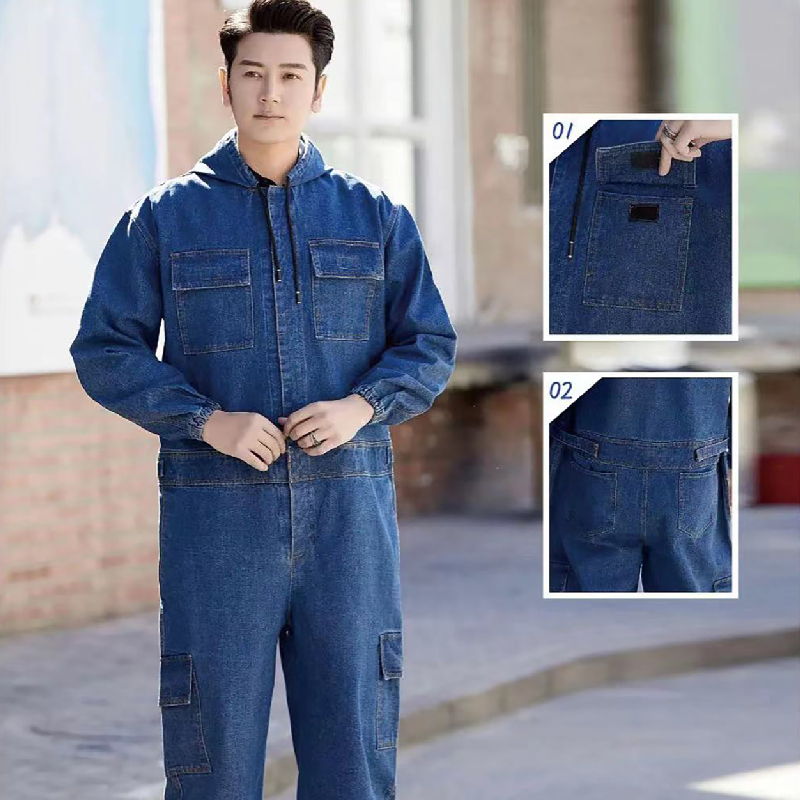QH-1001 Hooded Denim Overalls: Durable, Stylish & Versatile