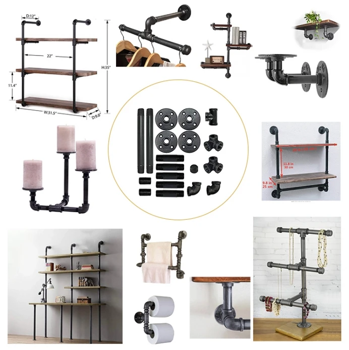 Industrial Pipe Pipework clothes rail rack storage wall mounted Urban Retro Steampunk Vintage Antique Rustic style