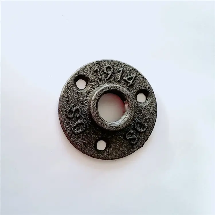 1/2 Floor Flange Pipe Decor Cast Iron Black Pipe Floor Threaded Pipe Fitting Industrial Steampunk Vintage Retro Decor Fu
