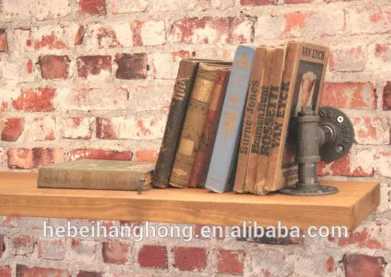 Heavy Duty 3/4" Industrial Pipe 'T' Shelf Brackets - Dark Grey Iron