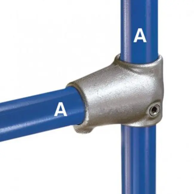 Cast iron pipe fitting galvanized PRG TEE to join the mid rail to an end post