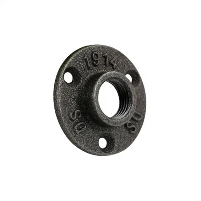1/2'' 3/4'' 1'' Black Malleable Iron Threaded Floor Flange used for furniture table legs