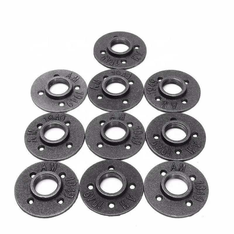 Malleable Iron Pipe Fittings Wall Floor Flange Rusty Industrial 3/4