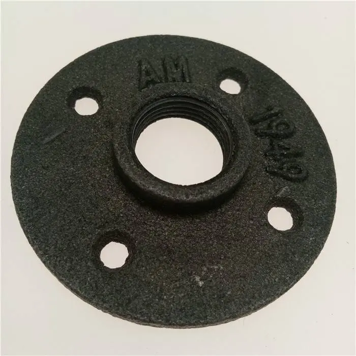 black malleable iron tsp threaded floor flanges pipe fittings