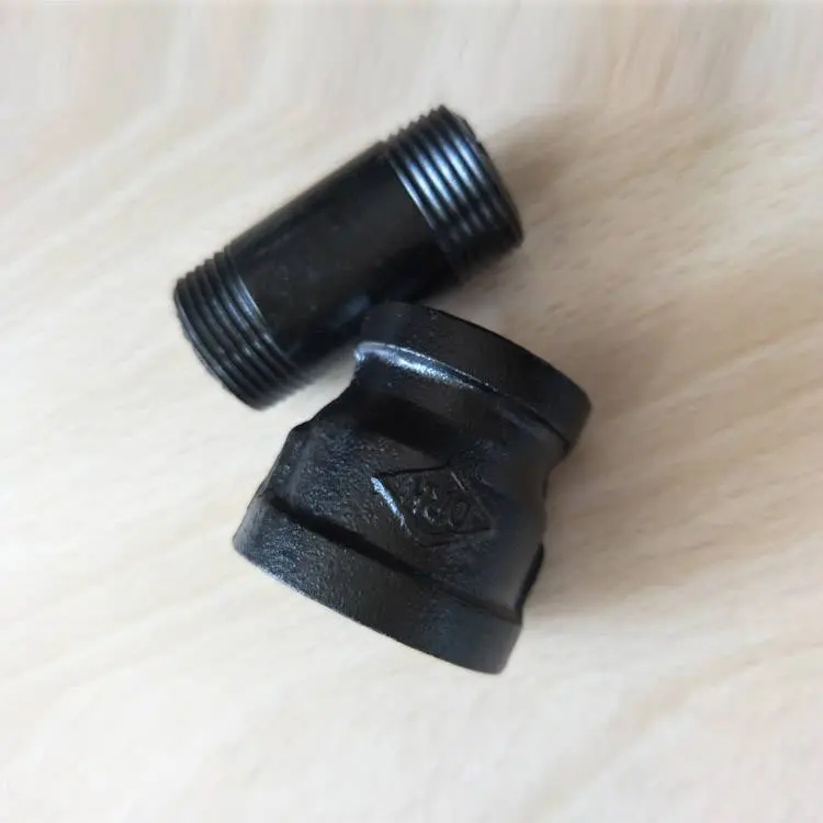 Black malleable iron reducer pipe fittings for DIY finiture