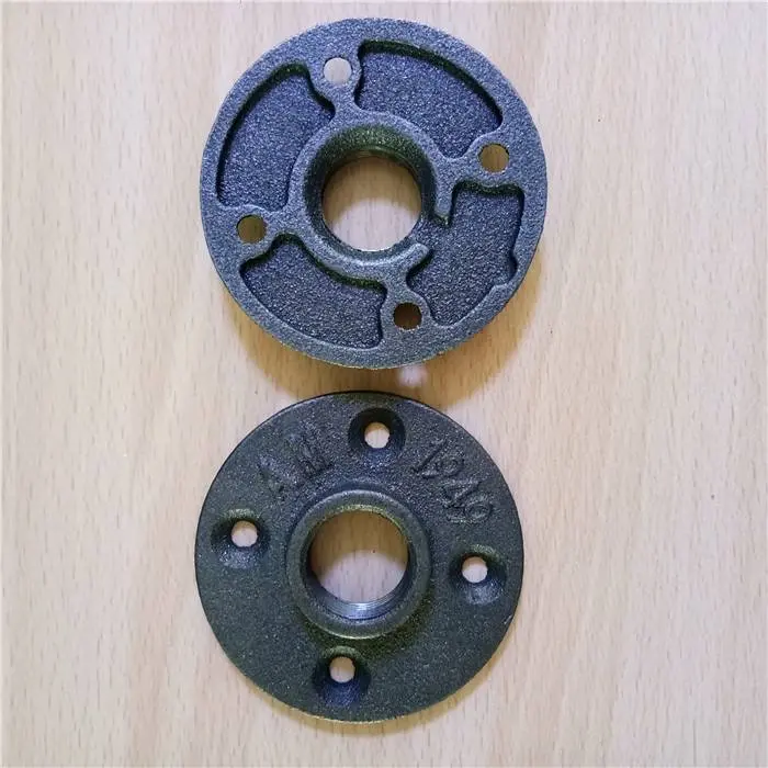 3/4inch malleable cast iron pipe fittings natural black floor flange for metal pipe wine rack