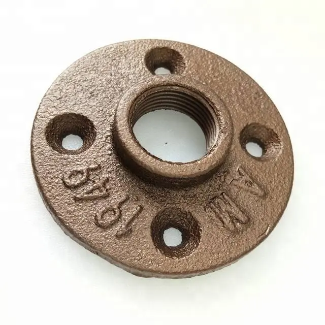 Floor Flange Black Malleable Iron Threaded 1/2 and 3/4 Inch