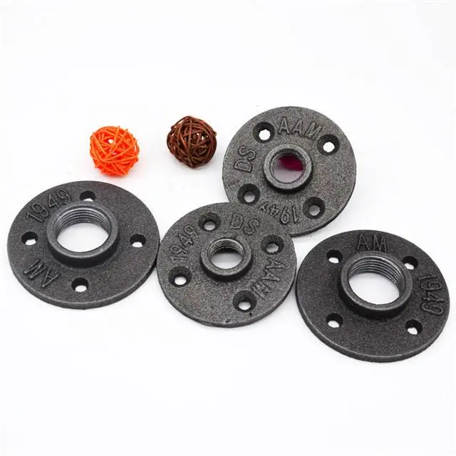 furniture pipe fittings black cast iron thread floor flange with 1/2