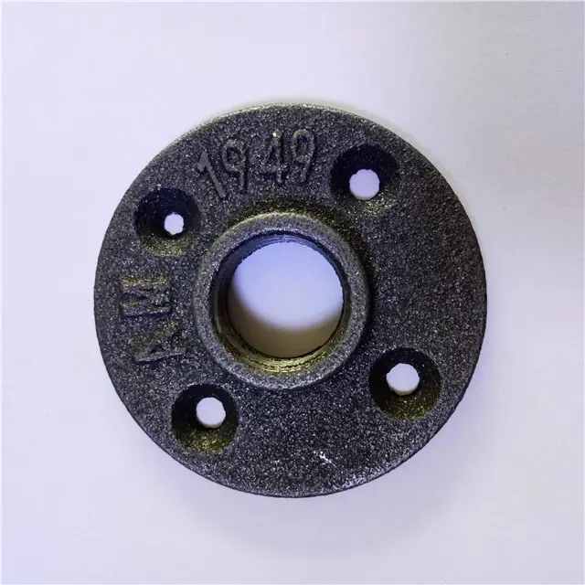 Black Malleable Iron Floor Flange Threaded 1/2 and 3/4 Inch For Furniture