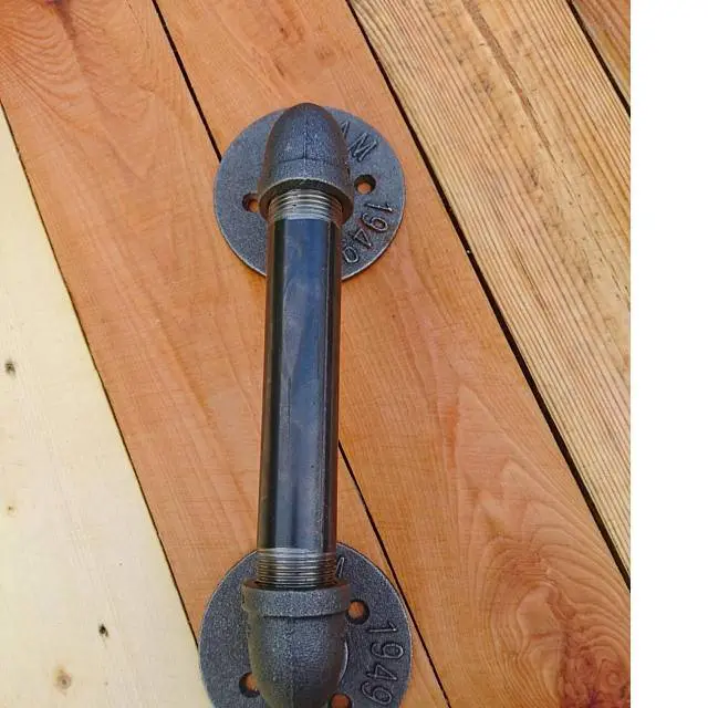 Door handle steampunk industrial chic black iron pipe