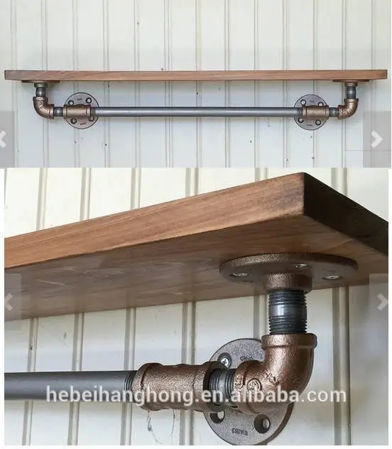 Industrial Shelf with Rail Urban Steel Pipe Shelf Rail