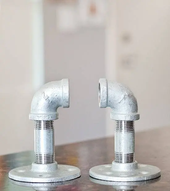 key clamp fittings pair Industrial galvanised pipe shelf brackets