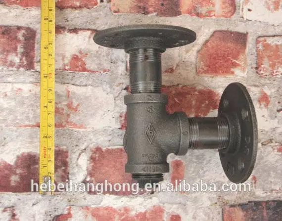 Heavy Duty 3/4" Industrial Pipe 'T' Shelf Brackets - Dark Grey Iron