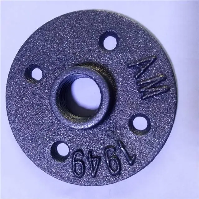 1/2 inch 3/4 inch 1 inch black cast iron flange and galvanized pipe fitting floor flange