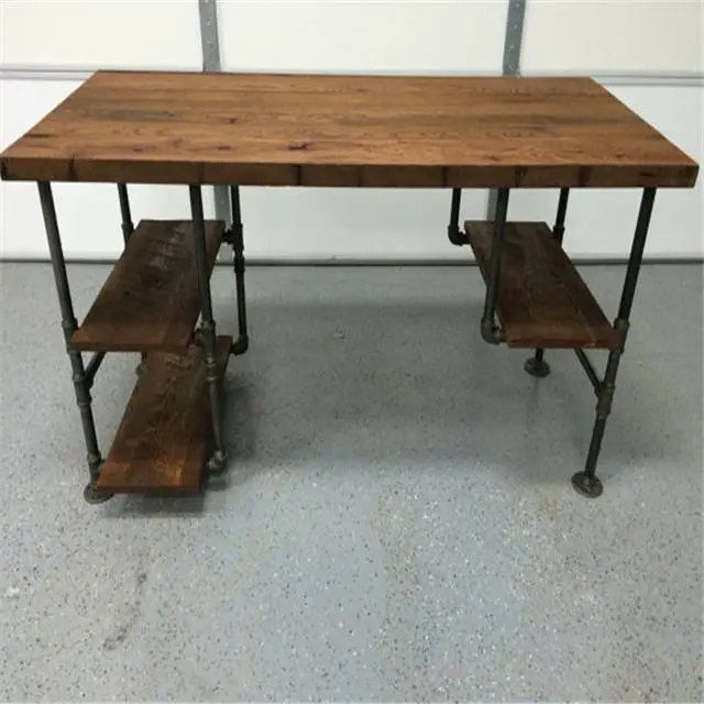 Antique Industrial pipe flange table legs with malleable iron pipe fittings