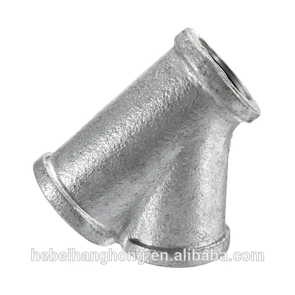 1/2 3/4 1" Galvanized Malleable Iron 45 Degree Female Y Branch