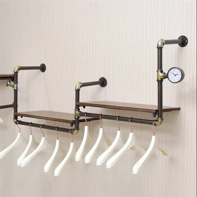 Industrial Pipe Pipework clothes rail rack storage wall mounted Urban Retro Steampunk Vintage Antique Rustic style