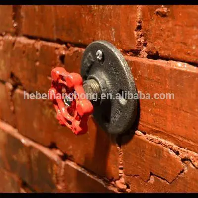 Retro Cast iron flange valve hook for vintage industrial clothes bag hanger wall hook