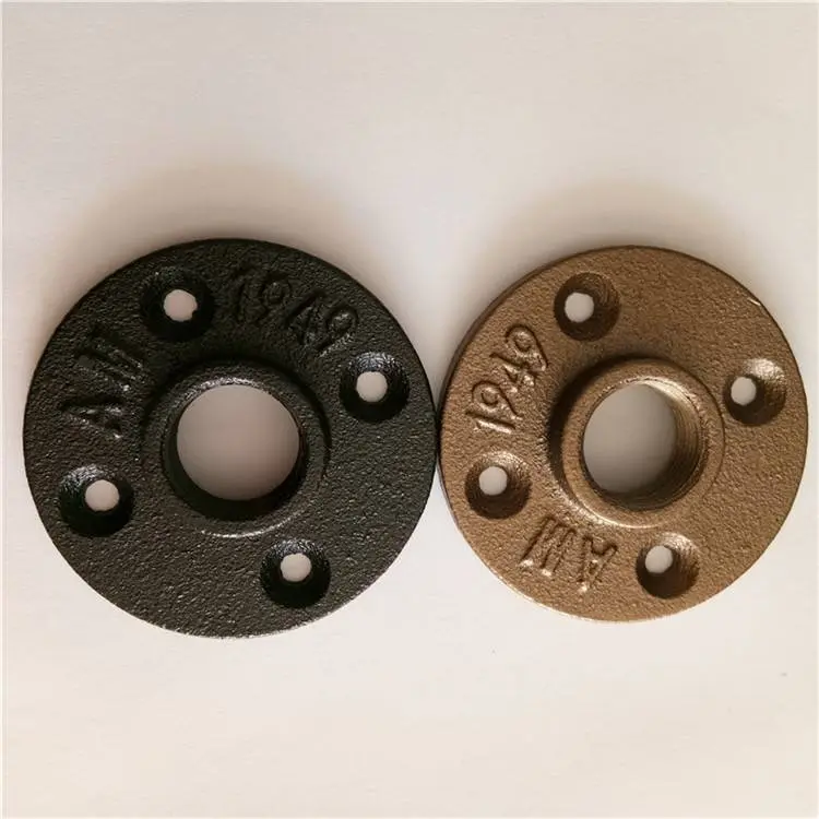malleable iron pipe fitting-brass color pipe floor flange