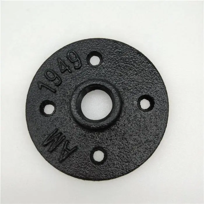 3/4 inch wrought iron black iron pipe threaded floor flanges