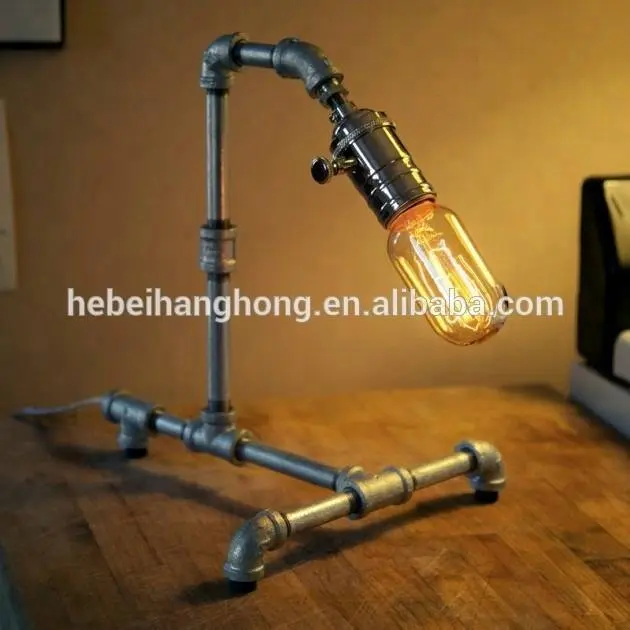 Originality DIY metal pipe lamps with metal pipe fittings and brass brushing