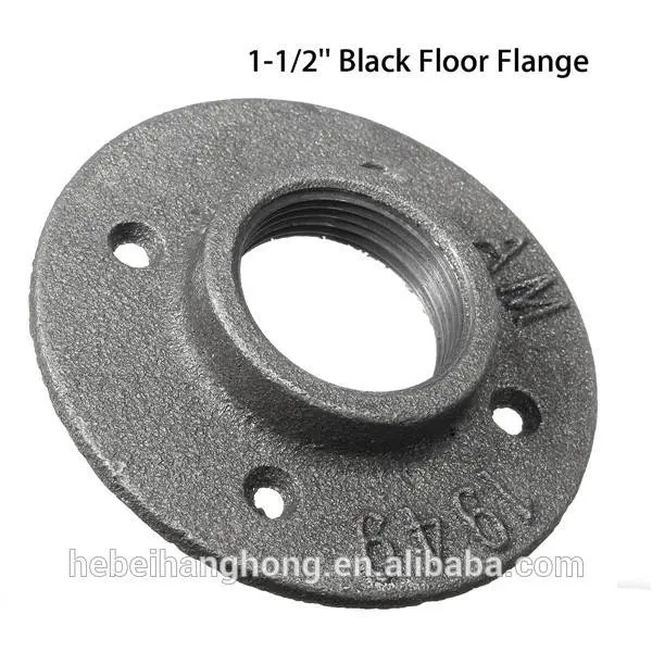 1-1/2 INCH MALLEABLE IRON FLOOR FLANGE STEEL IRON PIPE FITTING WALL MOUNT