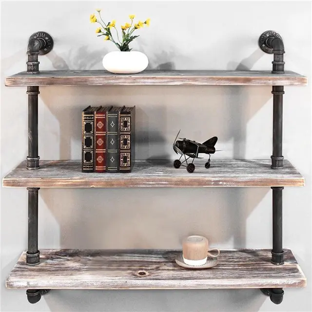 Vintage American Country Industrial Loft Water Pipe Shelf Bookshelf Flange Support Stand Holder Bathroom Curtain Accessories