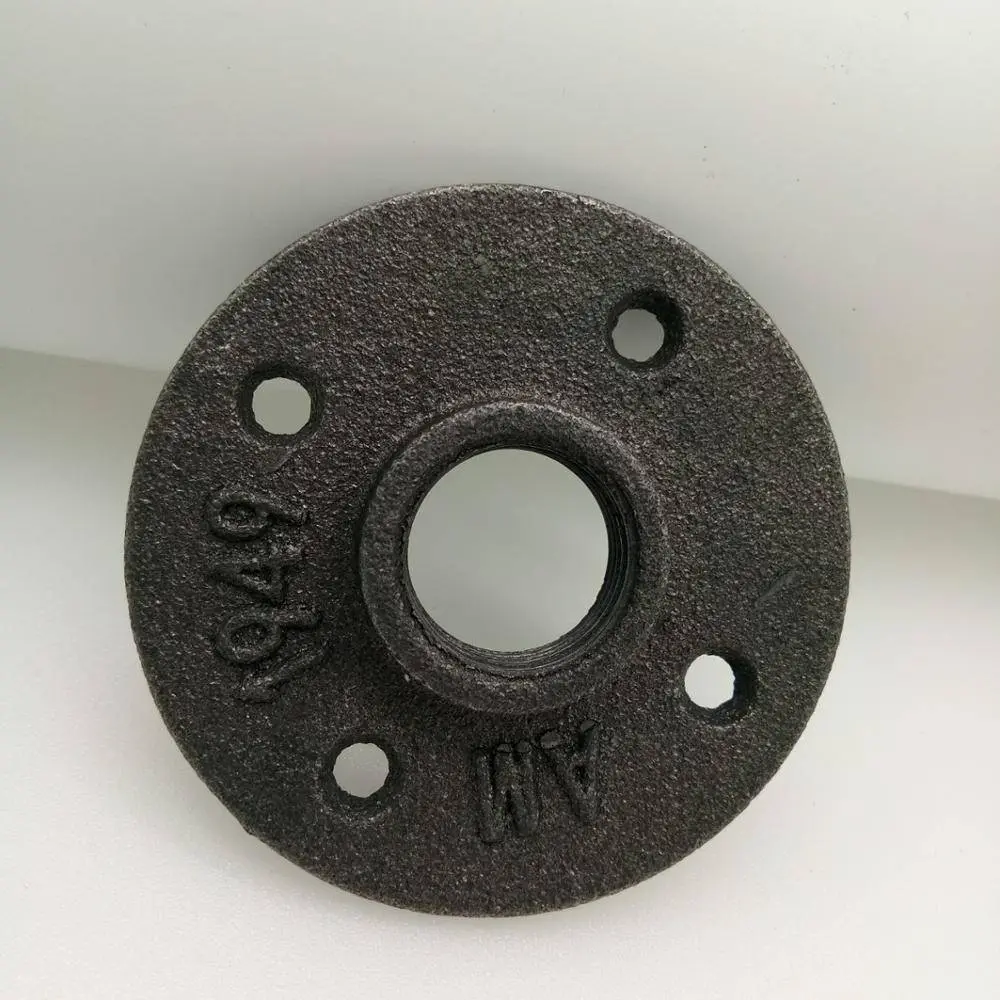 Black Floor Flange Pipe Fitting, 1/2 Inch, 10 Pack