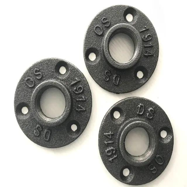 black color cast iron pipe fittings 3 hole floor flange 1/2 inch DN15