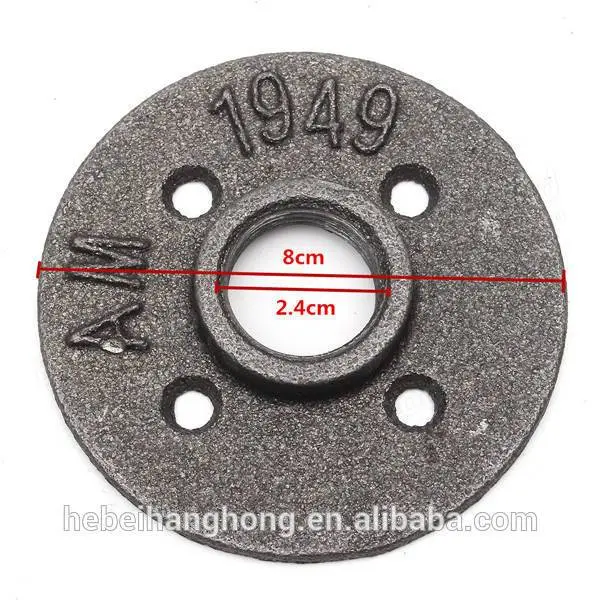 3/4 Inch Black Flange DN20 Four Holes Flange Iron Pipe Floor Fitting Plumbing Threaded Flange