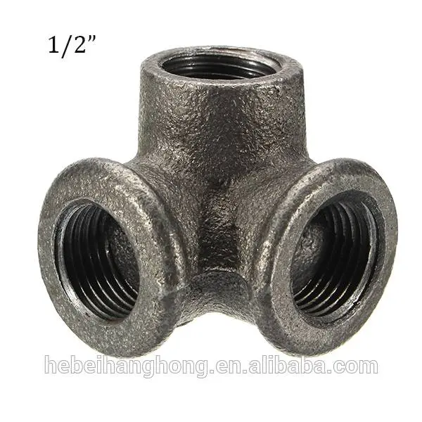 1/2 3/4 1 inch 3 way pipe fitting connector malleable iron galvanized elbow tee female